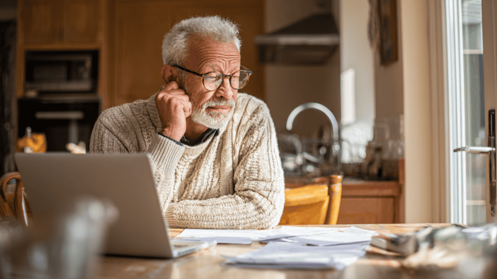 Older adult reviewing Social Security earnings test paperwork at home in 2026

