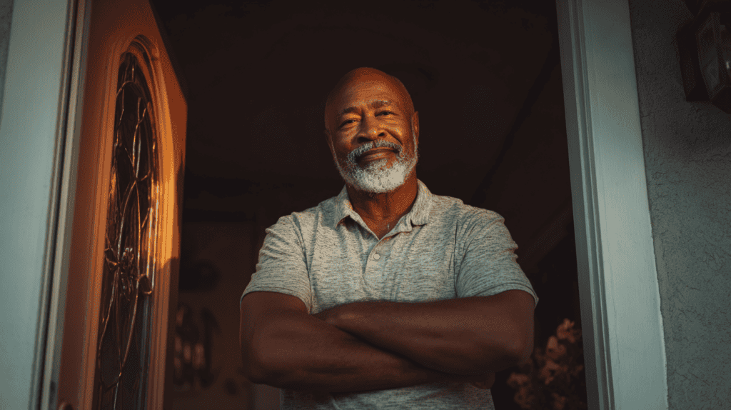 Older adult learning how to stay independent as you age with support from family