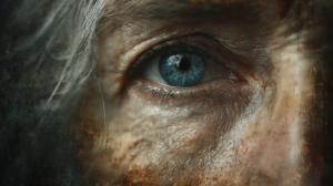 Close up of older womans face and eye