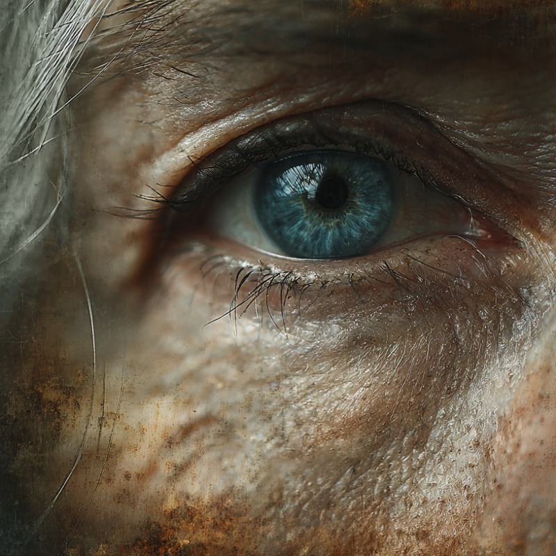 Close up of older womans face and eye