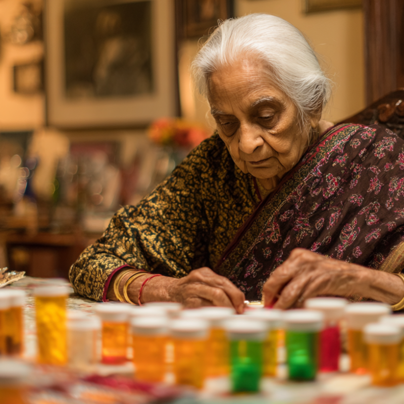 Woman with medications